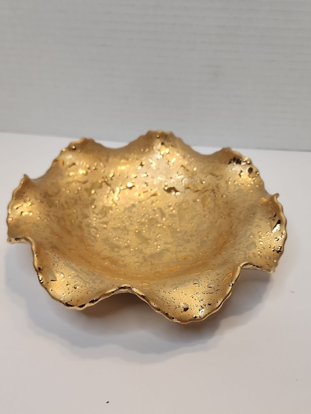 DIXON ART STUDIOS "Weeping" Gold 22KT  Decorative Scalloped Dish Bowl
